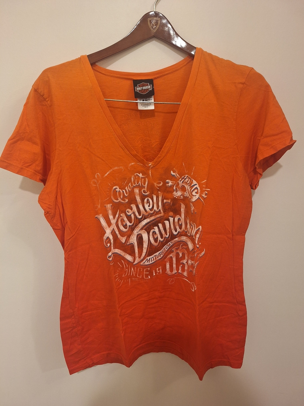 Harley-Davidson Women's Orange Graphic V-Neck Tee